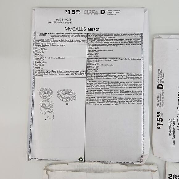 Lot 4 Sewing Pattern McCall Craft Simplicity Aprons Baby Sling 1989 Basket Cover - Picture 10 of 10